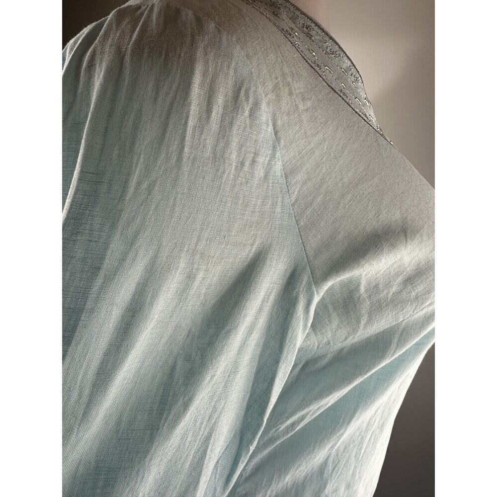 ✨2/$20 Flawed Lilly Pulitzer Linen Beaded Blouse Light Blue Top Small H11153 - Picture 14 of 16